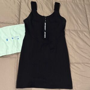 Off-White Mini Dress with Logo Zipper